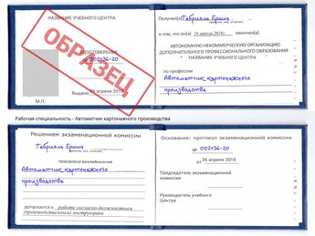 Обучение Автоматчик картонажного производства