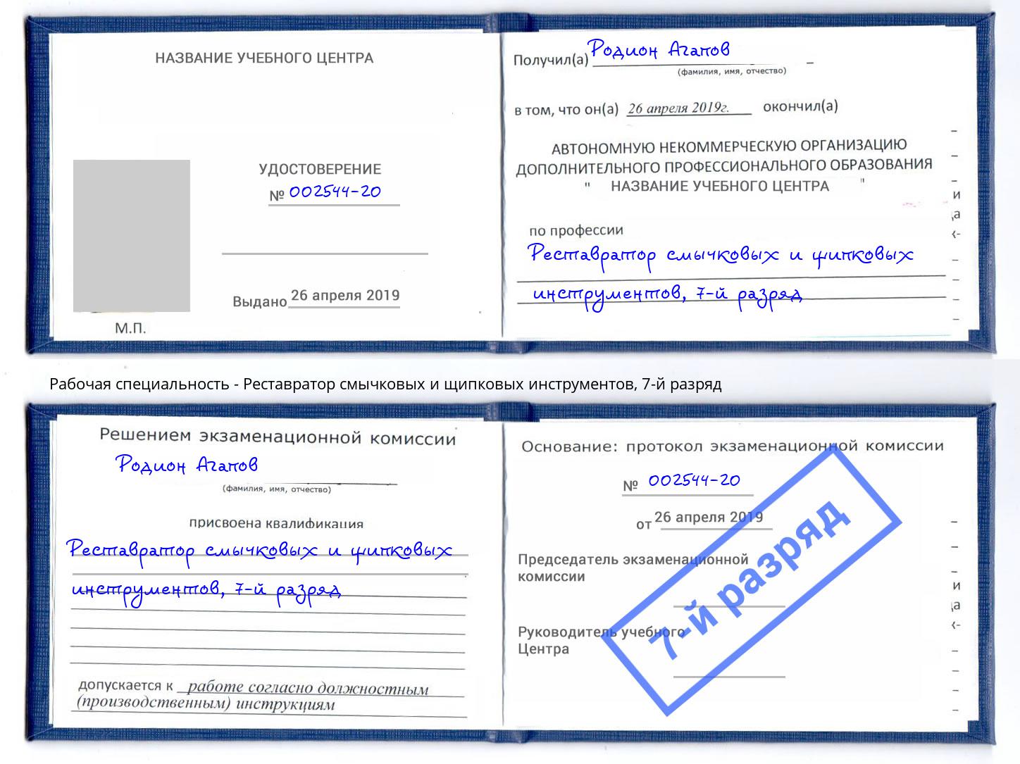 корочка 7-й разряд Реставратор смычковых и щипковых инструментов Ахтубинск